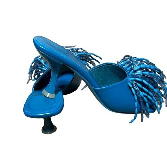 Jeffrey Campbell Shoes - Jeffrey Campbell NWOB Mr. Big Pom Funky Beaded Slip on Kitten Heels Size 9